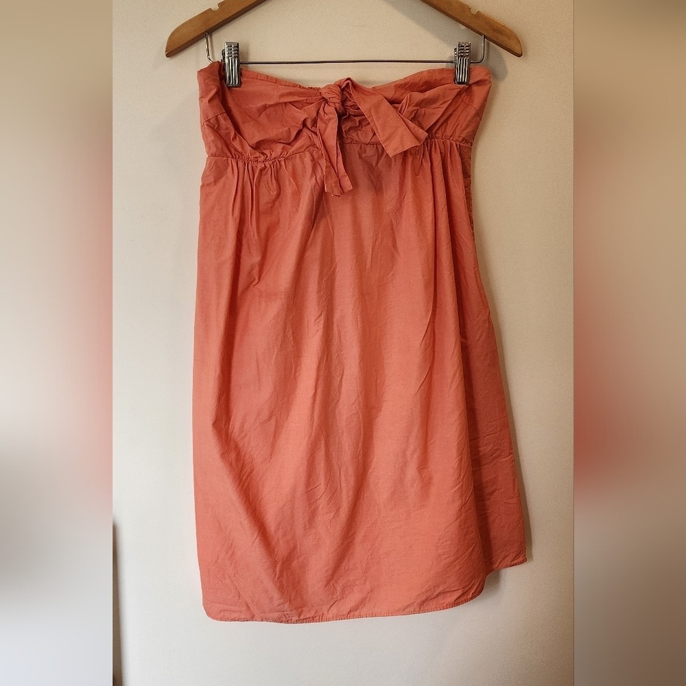 J Crew Strapless Summee Peach Dress With Tie‎ Bow Size Small
